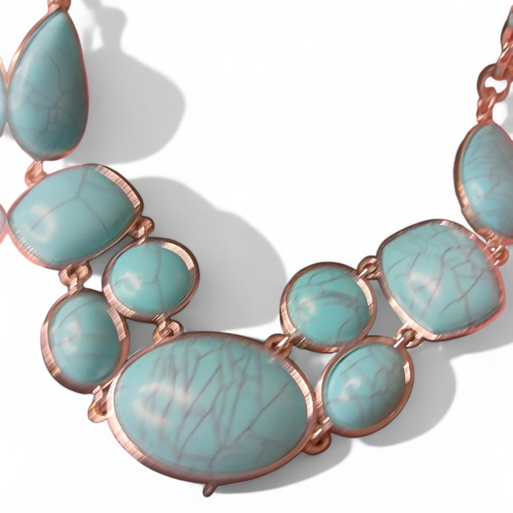 Trifari Turquoise Necklace with Gold Accents - Picture 2 of 4
